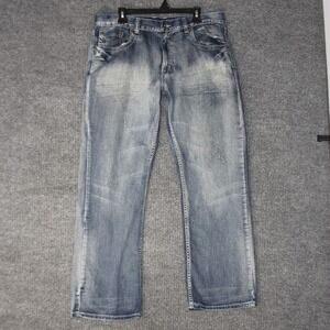 Flypaper Jeans Mens 36x32 Blue Baggy Y2K Embroidered Streetwear